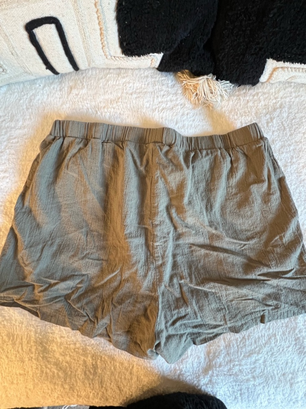 Women’s Elastic Waist Shorts - Black and Olive - Picture 7 of 7